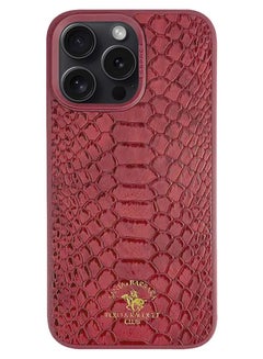 Buy iPhone 15 Pro Max Case Polo Serpentine Leather Phone Case Simple Business Shockproof Protective Cover Maroon in UAE