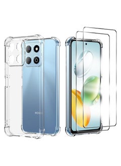 اشتري Compatible with Honor X7C Case and Tempered Glass Screen Protector [2 pack] Soft Bumper Anti-Scratch Silicone Phone Case Cover Transparent (Clear Case With Screen Protector) في الامارات