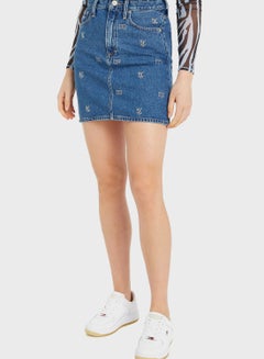 Buy High Waist Denim Mini Skirt in UAE