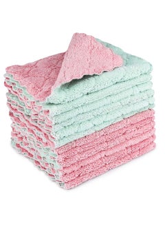 اشتري BESTWIN Kitchen Dish Towels for Drying Dishes - Super Absorbent Coral Velvet Reusable Dishcloths for Kitchen Towels Set 12 Pack Microfiber Cleaning Cloths, Nonstick Oil Washable في مصر