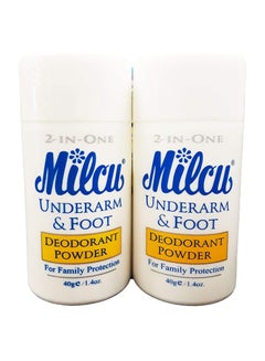 Buy Milcu Underarm and Foot Deodorant Powder 40g pack of 2 in UAE