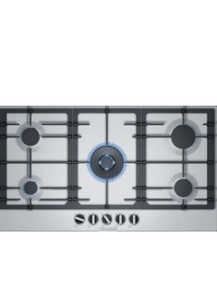 اشتري Built in hob 5 burner 90 cm  Series 6 Pan Support Cast iron Stainless steel Frameless PCR9A5B90 في مصر