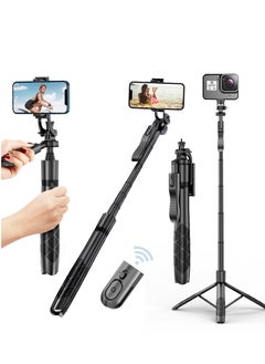 Buy TNW Cell Phone Tripod with Bluetooth Remote,160cm/63in Portable Extendable Selfie Stick Lightweight Travel Camera Tripod,Compatible with iPhone and Android in Saudi Arabia