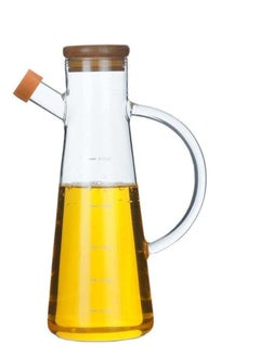 Buy Oil And Vinegar Bottle, Transparent Borosilicate Glass, With Handle -Bamabo wood lid -(500ML) in Egypt