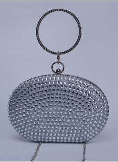 Buy Glitz & Glam Oval Clutch with Circular Strass Handle with Glittering Chic Back in Egypt