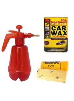 Buy 3 In 1 Garden Pressure Sprayer Pump + Silicone Car Wax And Car Treatment+Car Cleaning Chamois Wet And Dry Combo Offer in Saudi Arabia