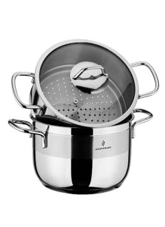 Buy Sofram steel steam pot size 26cm with glass lid in Saudi Arabia