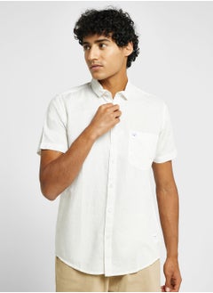 Buy Thomas Scott Cutaway Collar Classic Slim Fit Cotton Linen Casual Shirt in Saudi Arabia