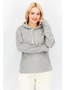 Buy Women Sportswear Fit Hooded Long Sleeve Sweatshirt, Grey in UAE