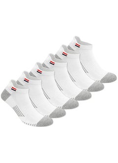 اشتري NAVYSPORT Ankle Socks for Men Women Cotton Sports Socks Pack of 6 Pairs, Free Size, White في الامارات