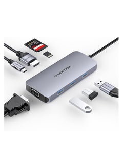 اشتري محول LENTION بمنفذ USB-C، مزود بمنفذ HDMI بدقة 4K، منفذ VGA، قارئ بطاقات SD / Micro SD، 3 منافذ USB 3.0، ودعم الشحن عبر منفذ Type-C. متوافق مع MacBook Pro (2016-2021)، MacBook Air الجديد، Surface، والأجهزة الأخرى. معتمد من Stable Driver (الطراز: CB-CE55، اللون: رمادي فضائي). في الامارات