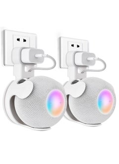 Buy Wall Mount Bracket for Apple Homepodmin Smart Speaker Hidden Cable Management Design Space Saving No Drilling or Screwing Required Perfect Homepod Mini Accessory (White 2 Pack) in UAE