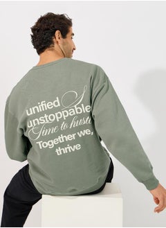 Buy Back Slogan Print Heavy Boxy Sweatshirt in Saudi Arabia