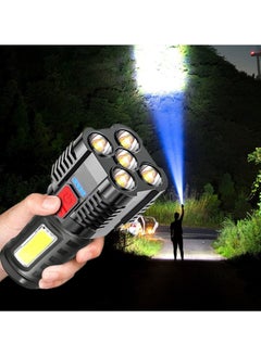 Buy SYOSI Super Bright LED Flashlight, Outdoor Heavy Duty Flashlight with 4 Modes and 5 Wicks, for Emergency, Camping, Hiking, Adventure, Fishing, IPX4 Waterproof, Large Capacity Rechargeable in Saudi Arabia