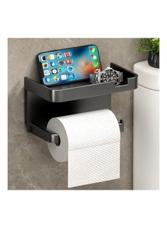 Buy Toilet Paper Holder with Phone Shelf Adhesive Wall Mounted Toilet Paper Roll Holder Bathroom Tissue Holder in Saudi Arabia