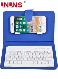 Buy Wireless Bluetooth Keyboard For Phone,Portable Foldable Bluetooth Keyboard With Leather Case Cover For 4.5''-6.8'' iOS/Android/Windows/Smartphones,Detachable With Kickstand in UAE