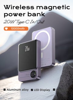 Buy 10000mAh Magnetic Wireless Power Bank Portable Charger PD 20W Type-C Input/Output 15W Wireless Charging Compatible with IPhone.Samsung. HuaWei. XiaoMi. Honor in Saudi Arabia
