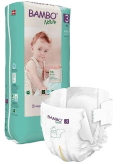 اشتري Bambo Nature Eco-Friendly Diapers, Size 3, 4-8Kg (52 Diapers) Tall Pack, Tall Pack Of 52 Nappies في الامارات