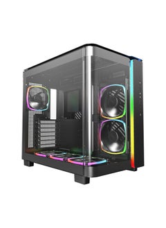 Buy King 95 PRO Dual-Chamber ATX Mid-Tower PC Gaming Case, High-Airflow, Toolless Panels, Sturdy Curved Tempered Glass Front, Six ARGB PWM Fan Pre-Installed with Fan Hub, Black in UAE