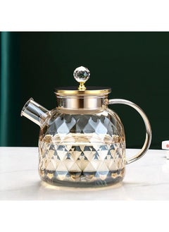 Buy Zen Borosilicate Dimond Design Glass Teapot with Strainer 1.2 L in UAE