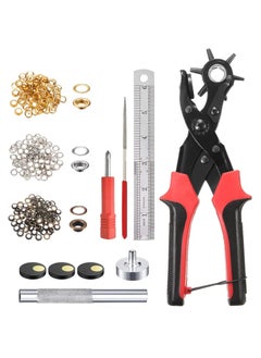 Buy Leather Hole Punch Tool for Belts, Watch Bands, Shoes, Fabric - Complete Kit for DIY Belt and Strap Adjustments with 100 Sets of Grommet Eyelets in UAE