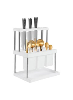 Buy Knife Block Holder Drainer Rack, Universal Kitchen Storage Stand, Spoon Chopsticks Fork Drain Rack Flatware Organizer, Kitchen Knife Holder Cutlery Storage Rack for Kitchen Sink Countertop in Saudi Arabia