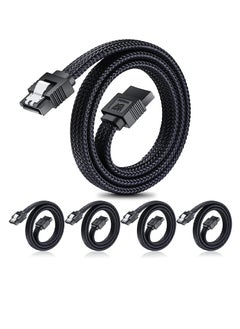 اشتري SATA III Cable, 6Gbps Straight HDD SDD Data Cable, SATA 3.0 Nylon Braided Cable with Locking Latch for SATA HDD, SSD, CD Driver, CD Writer, 20 Inch, Black, 5 Pack في الامارات