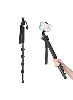 Buy 4-Section Monopod Aluminum Alloy Camera Monopod with Phone Clip/1/4in Head 42.5-160cm Adjustable Length Max Load Capacity 3kg/ 6.61lbs Compatible with DSLR Camera Smartphone in Saudi Arabia