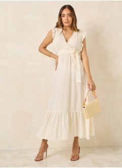 اشتري Ruffle Detail Lace Trim A-Line Maxi Dress في السعودية