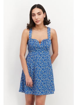 Buy Women Floral Print Mini Dress, Blue/Combo in UAE