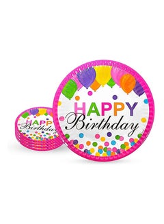 Buy Pink Happy Birthday Party Paper Plates, 9 inches Disposable Plates for Birthday Party Supplies for Girls and Women 6 Pack in UAE