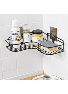 اشتري Self Adhesive Metal Bathroom Corner Rack Storage Shelve Bathroom Storage Rack Corner Stainless Steel Bathroom Corner Shelf Organizer Storage Bathroom Shelf  Black في السعودية