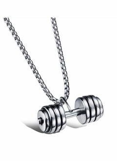 اشتري Fitness Dumbbell Barbell Pendant Necklace Stainless Steel Chain Gym Jewelry for Men and Boys في الامارات