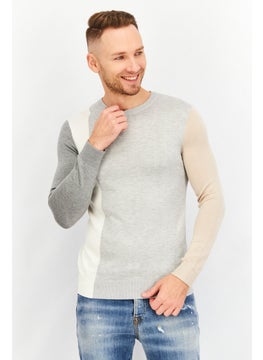 Buy Men Crew Neck Textured Long Sleeves Sweatshirt, Grey Combo in UAE