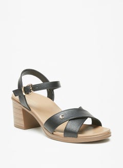 Buy Women Strappy Sandals With Buckle Closure And Block Heels in Saudi Arabia
