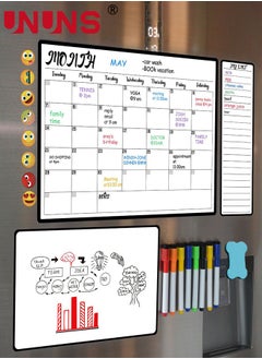 Buy 12-Piece Magnetic Weekly Monthly Planner Calendar Board Set,Reusable Monthly Calendar With Neon Bright Liquid Chalk Markers in UAE