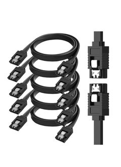 اشتري 6Gbps SATA III Data Cable with Locking Latch for HDD/SSD, 50cm, Black, 5-Pack - Reliable Performance & Secure Connection في السعودية