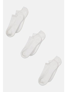 Buy Men 3 Pair Plain Low Cut Sports Socks, White in UAE