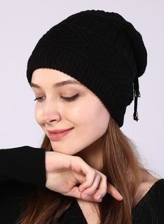 Buy Women Winter Slouchy Beanie Outdoor Warm Stocking Hat Thick Knitted Skull Hats Multifunctional Hat for Scarves Mask Black in Saudi Arabia