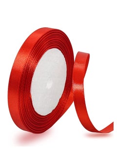 اشتري Red Satin Ribbon, 12mm x 25yd Double Faced Polyester Ribbon for Gift Wrapping, Party Favors, Wedding Decorations, Bow Making, Bouquets, Sewing Projects & Craft Supplies في الامارات