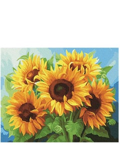 Buy Paint by Numbers for Adults Beginner, DIY Oil Painting Kit on Canvas with Paintbrushes and Acrylic Pigment, Flower Painting Arts Craft for Home Wall Decor-Sunflower in UAE