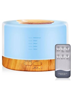 Buy Upgraded Essential Oil Diffuser, 500ml Aromatherapy Diffuser with 7 Color Lights and 4 Timer, Cool Mist Humidifier with Auto Shut-off Function for Home Office in UAE