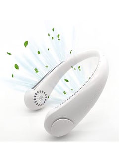 Buy Padom Neck Fan, Hands Free 360° Cooling Personal Fan, USB Rechargeable Portable Neck Fan with 3 Wind Speed for Traveling Office Sports White in UAE