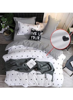 Buy Duvet Cover Bedding Set 4-Piece Simple Printed Bed Linen Set Pillowcase Bed Sheet Duvet Cover with Zip Closure in UAE