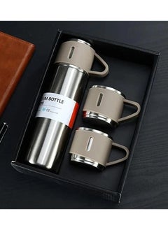 Buy Stainless Steel Thermo 500ml Vacuum Insulated Bottle with Cup for Coffee Hot drink and Cold drink water flask.(Brown,Set) in Saudi Arabia