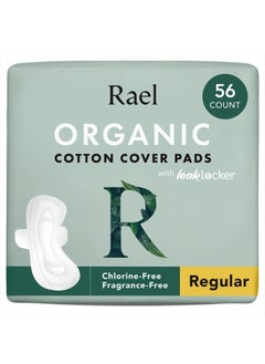 اشتري Pads For Women, Organic Cotton Cover Pads - Regular Absorbency, Unscented, Ultra Thin Pads with Wings for Women (Regular, 56 Total) في الامارات