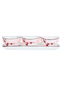 Buy Bowl Set with White Porcelain Tofia Plum Flower Pattern 4 Pcs in Saudi Arabia