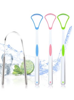 Buy Tongue Scraper 4PCS Stainless Steel Tongue Cleaners 100% BPA Free Fresher Tongue Tools Healthy Oral Hygiene Brushes Medical Grade Reusable Stainless Steel Eliminate Bad Breath in UAE