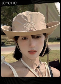 Buy Women Spring Summer Autumn Wide Brim Sun Protection Fishing Cap for Outdoor Camping Adventure Quick Dry Breathable Bucket Hat Cowboy Hat Khaki in Saudi Arabia