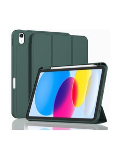 Buy Case For iPad 10th Generation 2022 10.9 Inch with Pencil Holder, iPad 10 [Support Touch ID] Flexible TPU Back Shell Smart Trifold Stand Protective Cover Auto Wake/Sleep in Egypt